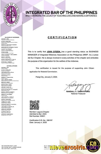 Philippines certificate of good standing, version 6